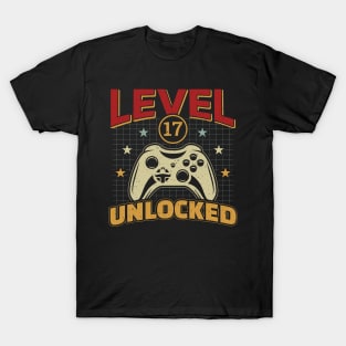 17th Birthday Level 17 Unlocked Video Gamer T-Shirt